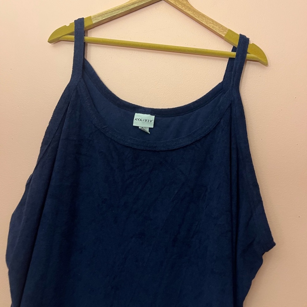 Ava & Viv 4X Navy Terrycloth Tank Top - Picture 2 of 4